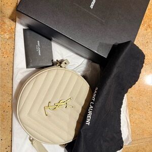 Saint Laurent Beige Quilted Crossbody Bag